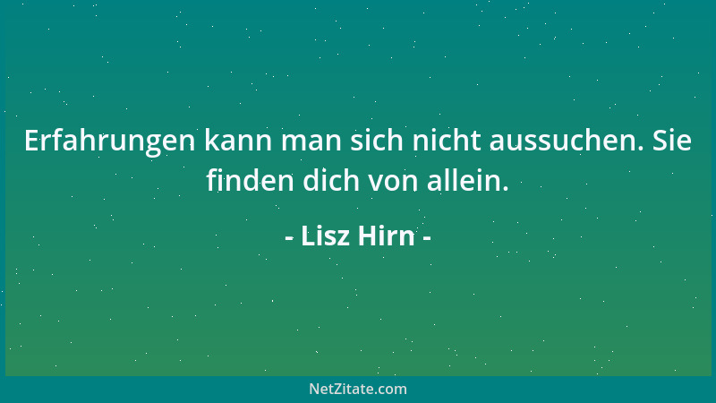 Lisz Hirn - Erfahrungen kann man sich nicht aussuchen. Sie finden dich von allein....