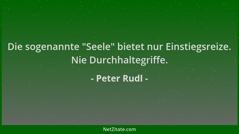 Peter Rudl - Die sogenannte  "Seele " bietet nur Einstiegsreize. Nie Durchhaltegriffe....