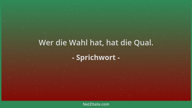Sprichwort - Wer die Wahl hat, hat die Qual....