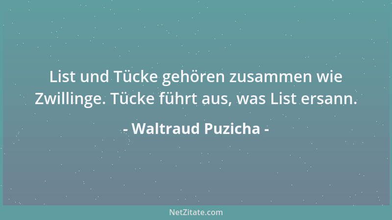 Waltraud Puzicha - List und Tücke gehören zusammen wie Zwillinge. Tücke führt aus, was List ersann....