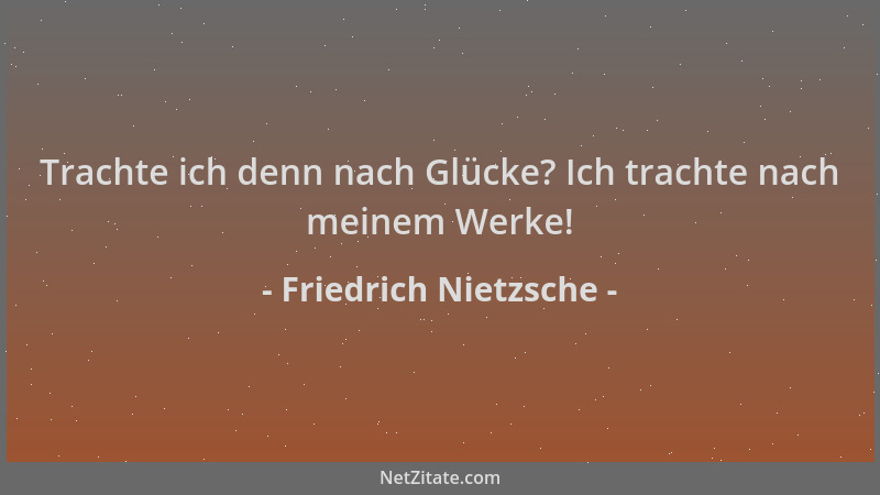 Friedrich Nietzsche - Trachte ich denn nach Glücke? Ich trachte nach meinem Werke!...