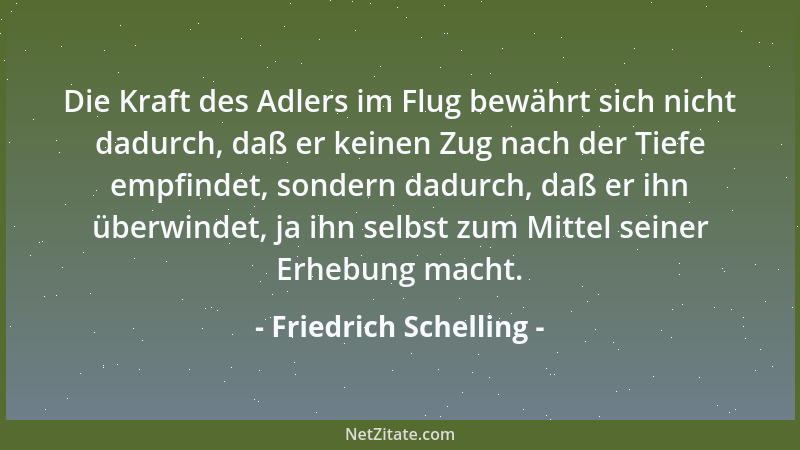 Friedrich Schelling - Die Kraft des Adlers im Flug bewährt sich nicht dadurch, daß er keinen Zug nach der Tiefe empfindet,...
