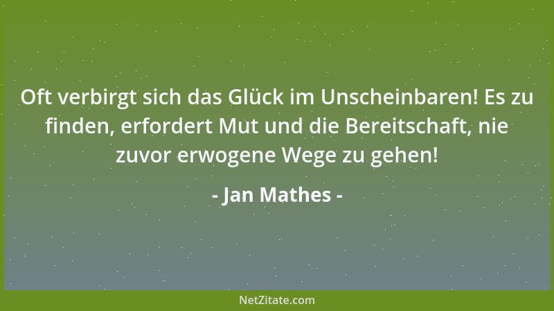 Jan Mathes - Oft verbirgt sich das Glück im Unscheinbaren! Es zu finden, erfordert Mut und die Bereitschaft, nie zuvor erwo...