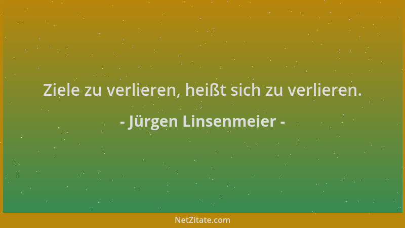Jürgen Linsenmeier - Ziele zu verlieren, heißt sich zu verlieren....