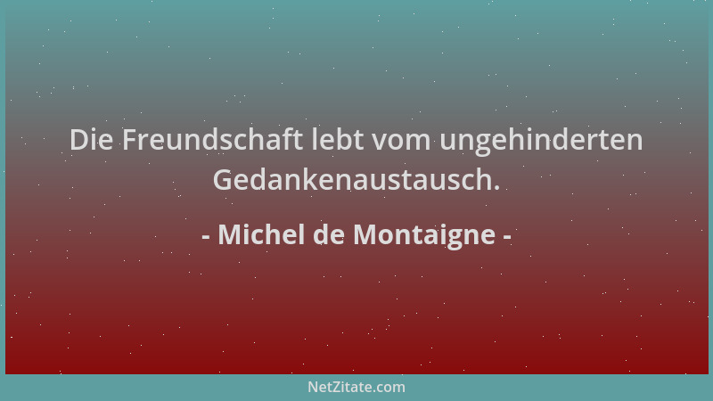 Michel de Montaigne - Die Freundschaft lebt vom ungehinderten Gedankenaustausch....