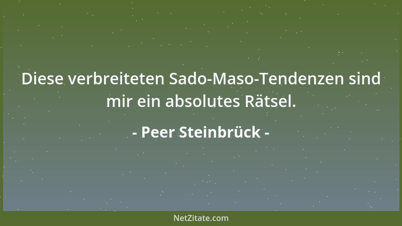 Peer Steinbrück - Diese verbreiteten Sado-Maso-Tendenzen sind mir ein absolutes Rätsel....