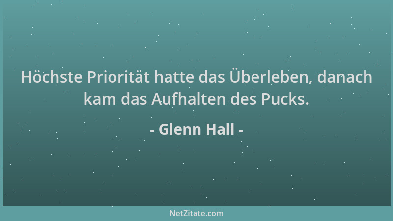 Glenn Hall - Höchste Priorität hatte das Überleben, danach kam das Aufhalten des Pucks....