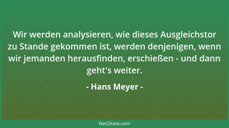 Hans Meyer - Wir werden analysieren, wie dieses Ausgleichstor zu Stande gekommen ist, werden denjenigen, wenn wir jemanden...