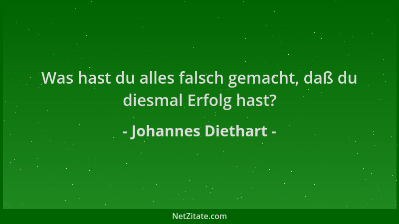 Johannes Diethart - Was hast du alles falsch gemacht, daß du diesmal Erfolg hast?...