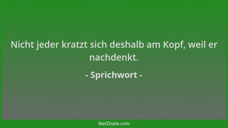 Sprichwort - Nicht jeder kratzt sich deshalb am Kopf, weil er nachdenkt....