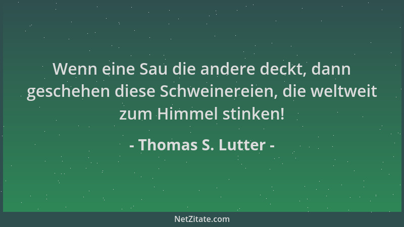 Thomas S. Lutter - Wenn eine Sau die andere deckt, dann geschehen diese Schweinereien, die weltweit zum Himmel stinken!...