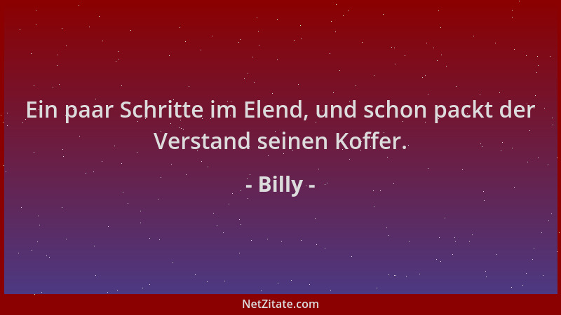Billy - Ein paar Schritte im Elend, und schon packt der Verstand seinen Koffer....