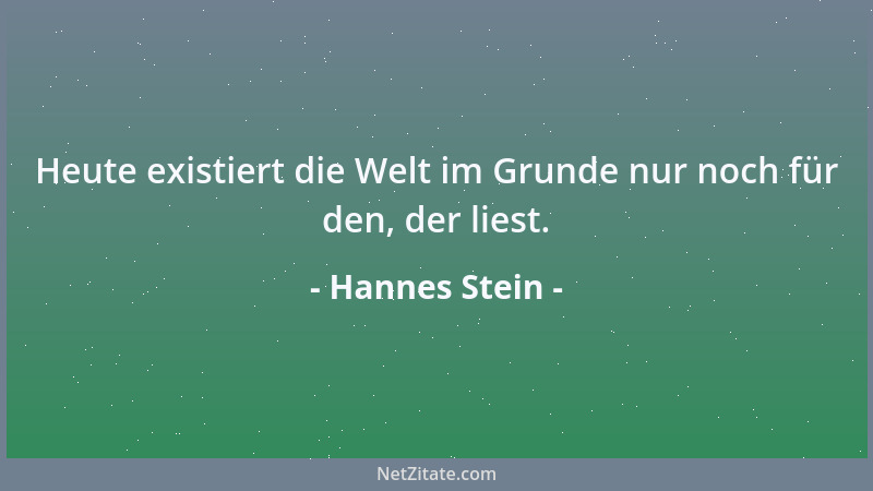Hannes Stein - Heute existiert die Welt im Grunde nur noch für den, der liest....