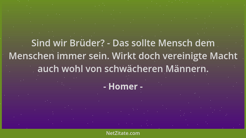 Homer - Sind wir Brüder? - Das sollte Mensch dem Menschen immer sein. Wirkt doch vereinigte Macht auch wohl von schwächeren...