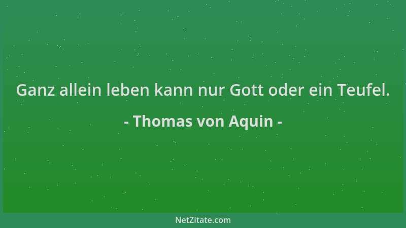 Thomas von Aquin - Ganz allein leben kann nur Gott oder ein Teufel....
