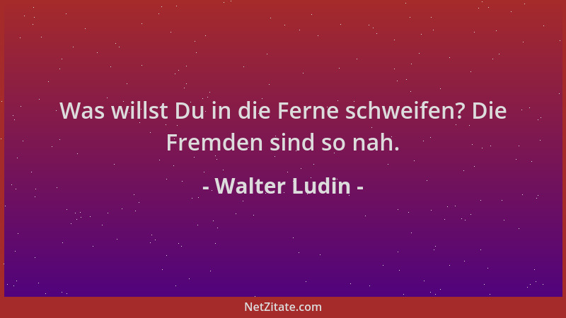 Walter Ludin - Was willst Du in die Ferne schweifen? Die Fremden sind so nah....