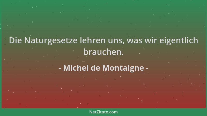 Michel de Montaigne - Die Naturgesetze lehren uns, was wir eigentlich brauchen....