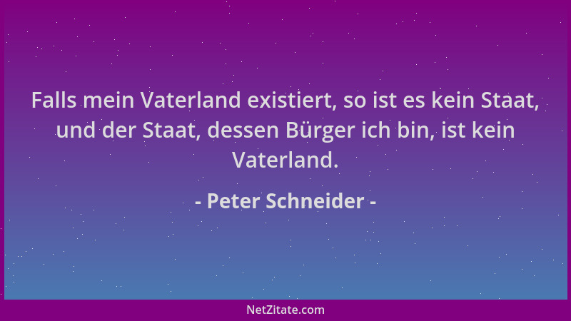 Peter Schneider - Falls mein Vaterland existiert, so ist es kein Staat, und der Staat, dessen Bürger ich bin, ist kein Vate...