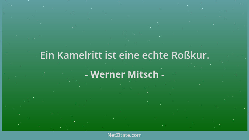 Werner Mitsch - Ein Kamelritt ist eine echte Roßkur....