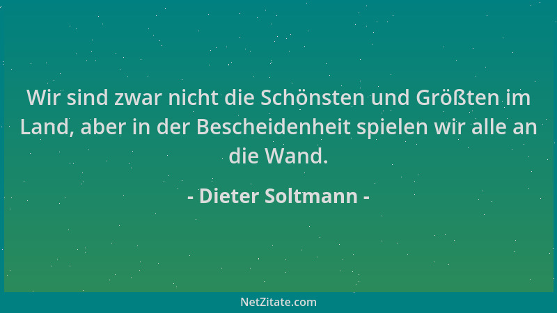 Dieter Soltmann - Wir sind zwar nicht die Schönsten und Größten im Land, aber in der Bescheidenheit spielen wir alle an die...