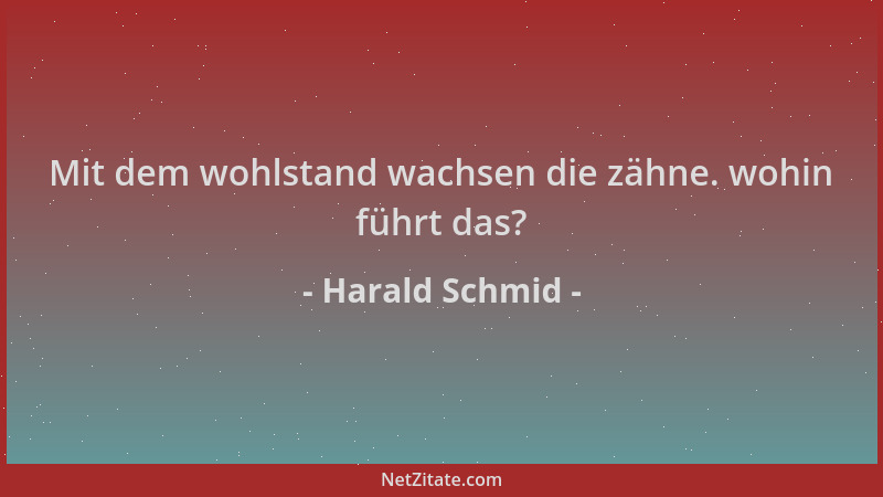 Harald Schmid - Mit dem wohlstand wachsen die zähne. wohin führt das?...
