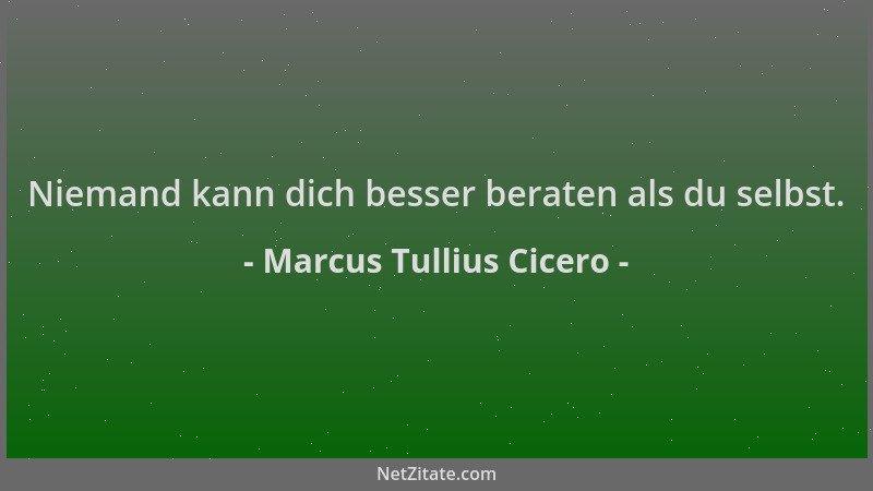 Marcus Tullius Cicero - Niemand kann dich besser beraten als du selbst....