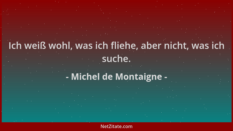 Michel de Montaigne - Ich weiß wohl, was ich fliehe, aber nicht, was ich suche....