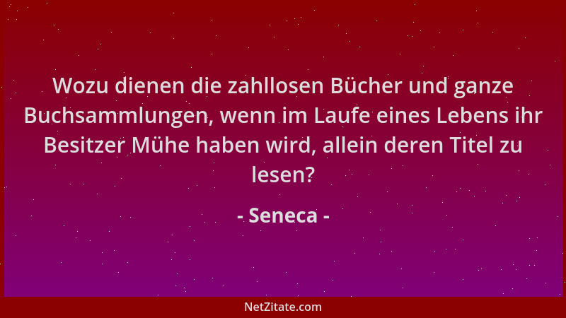 Seneca - Wozu dienen die zahllosen Bücher und ganze Buchsammlungen, wenn im Laufe eines Lebens ihr Besitzer Mühe haben wird...