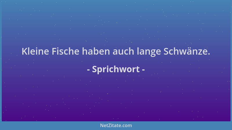 Sprichwort - Kleine Fische haben auch lange Schwänze....