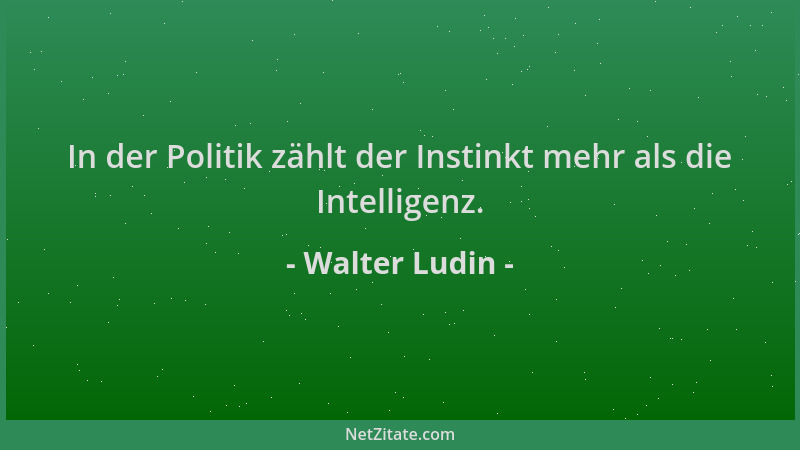 Walter Ludin - In der Politik zählt der Instinkt mehr als die Intelligenz....