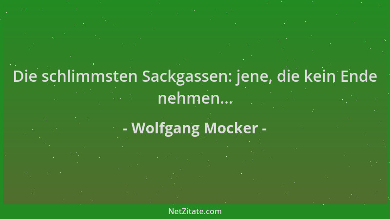 Wolfgang Mocker - Die schlimmsten Sackgassen: jene, die kein Ende nehmen......