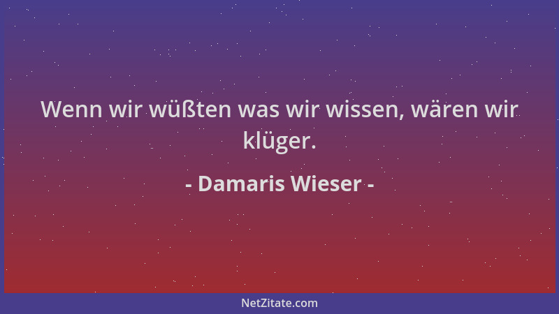 Damaris Wieser - Wenn wir wüßten was wir wissen, wären wir klüger....