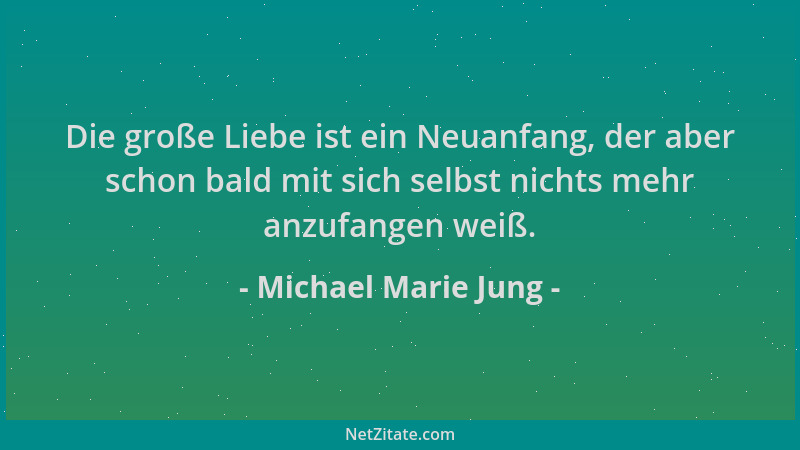 Michael Marie Jung - Die große Liebe ist ein Neuanfang, der aber schon bald mit sich selbst nichts mehr anzufangen weiß....