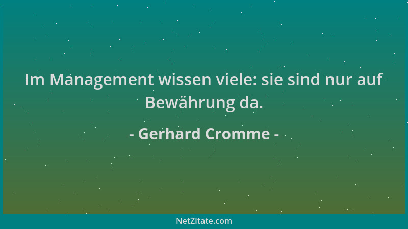 Gerhard Cromme - Im Management wissen viele: sie sind nur auf Bewährung da....