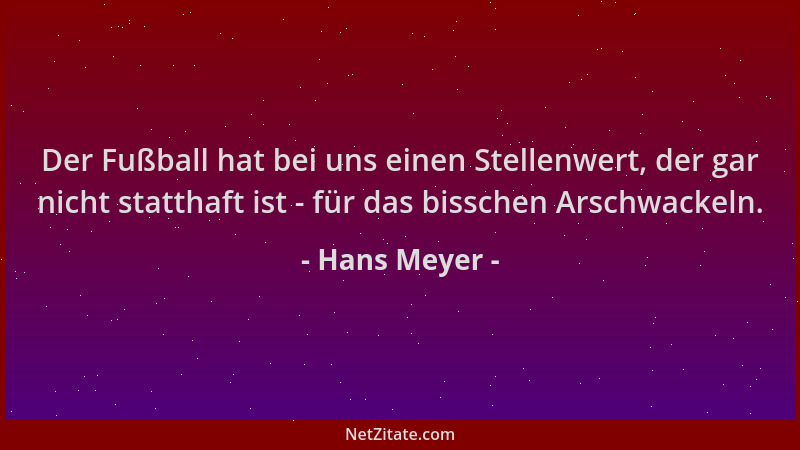 Hans Meyer - Der Fußball hat bei uns einen Stellenwert, der gar nicht statthaft ist - für das bisschen Arschwackeln....
