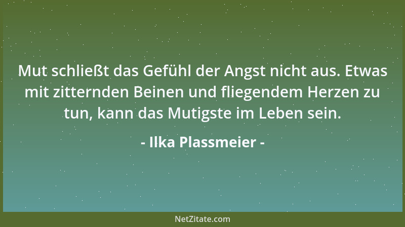 Ilka Plassmeier - Mut schließt das Gefühl der Angst nicht aus. Etwas mit zitternden Beinen und fliegendem Herzen zu tun, ka...