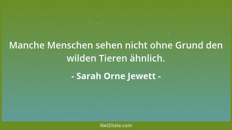 Sarah Orne Jewett - Manche Menschen sehen nicht ohne Grund den wilden Tieren ähnlich....