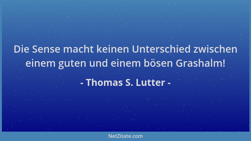 Thomas S. Lutter - Die Sense macht keinen Unterschied zwischen einem guten und einem bösen Grashalm!...
