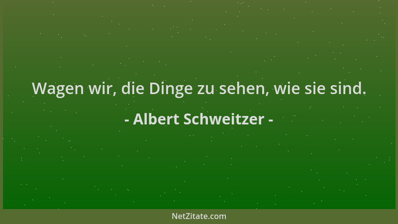 Albert Schweitzer - Wagen wir, die Dinge zu sehen, wie sie sind....