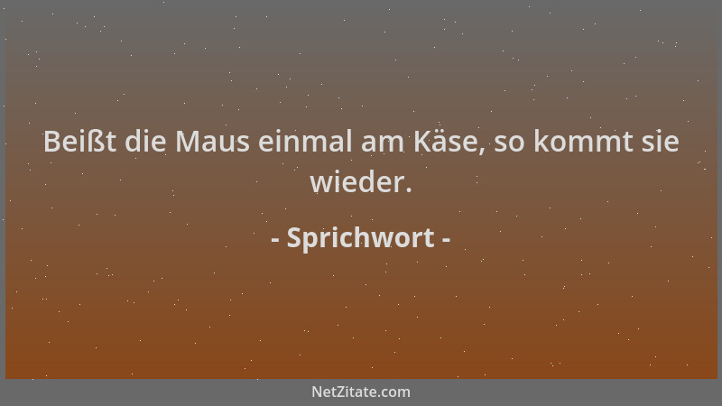 Sprichwort - Beißt die Maus einmal am Käse, so kommt sie wieder....