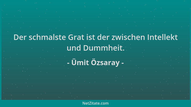 Ümit Özsaray - Der schmalste Grat ist der zwischen Intellekt und Dummheit....