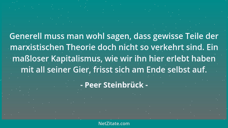 Peer Steinbrück - Generell muss man wohl sagen, dass gewisse Teile der marxistischen Theorie doch nicht so verkehrt sind. E...
