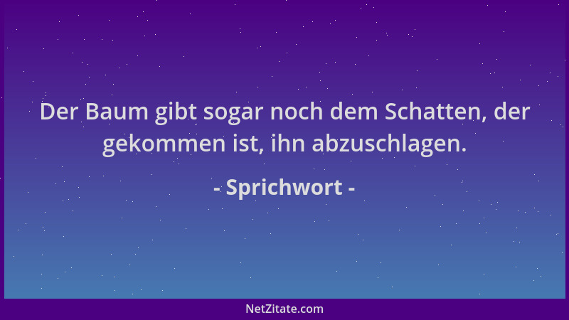 Sprichwort - Der Baum gibt sogar noch dem Schatten, der gekommen ist, ihn abzuschlagen....
