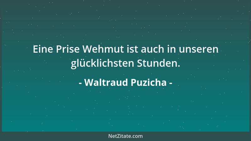 Waltraud Puzicha - Eine Prise Wehmut ist auch in unseren glücklichsten Stunden....