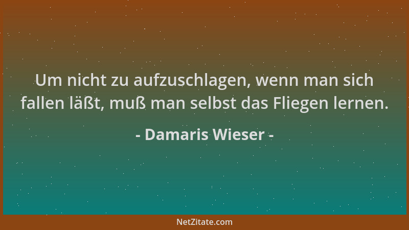 Damaris Wieser - Um nicht zu aufzuschlagen, wenn man sich fallen läßt, muß man selbst das Fliegen lernen....