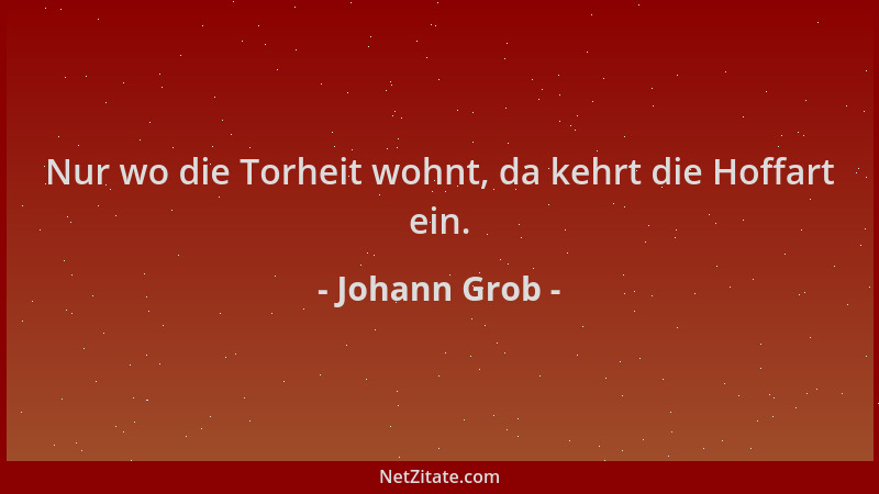 Johann Grob - Nur wo die Torheit wohnt, da kehrt die Hoffart ein....