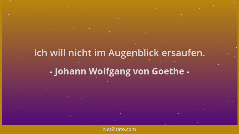 Johann Wolfgang von Goethe - Ich will nicht im Augenblick ersaufen....