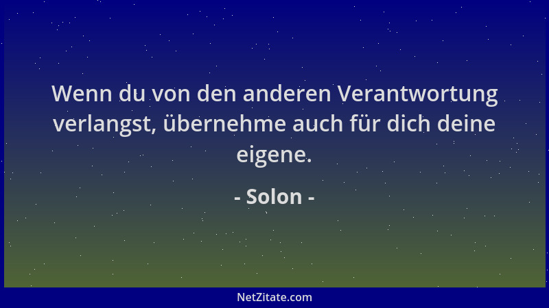 Solon - Wenn du von den anderen Verantwortung verlangst, übernehme auch für dich deine eigene....