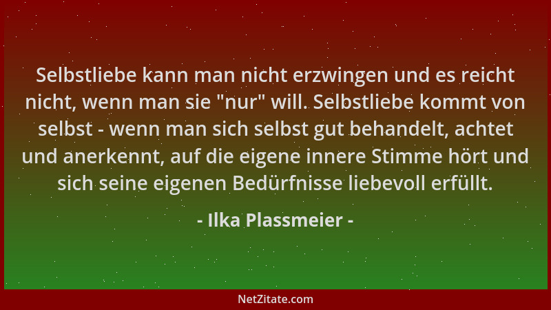 Ilka Plassmeier - Selbstliebe kann man nicht erzwingen und es reicht nicht, wenn man sie  "nur " will. Selbstliebe kommt von...