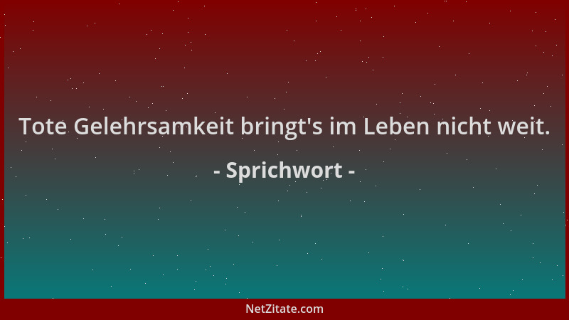 Sprichwort - Tote Gelehrsamkeit bringt 's im Leben nicht weit....